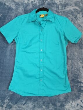 Bass Pro Shops Women's Short-Sleeve Button-Down Shirt - Turquoise Blue